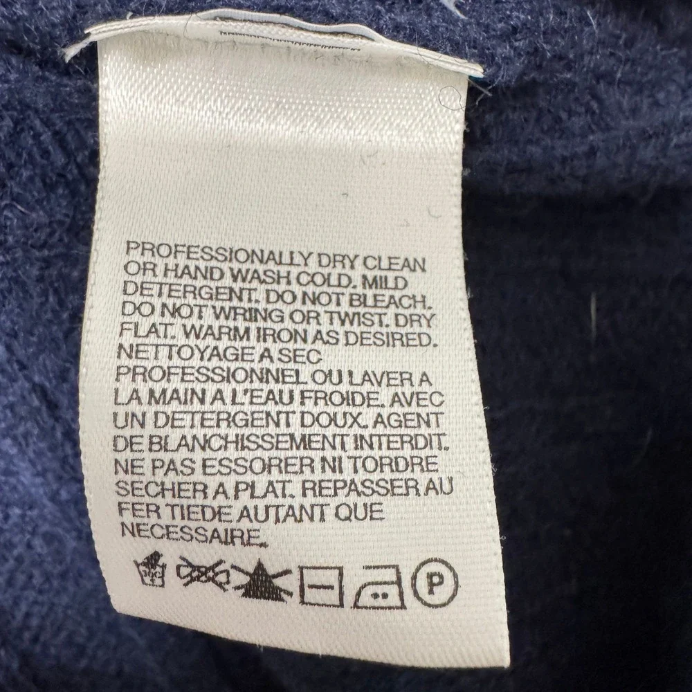 The North Face Sweater Mens XL Blue Wool Ribbed Crew Neck Fisherman Outdoor